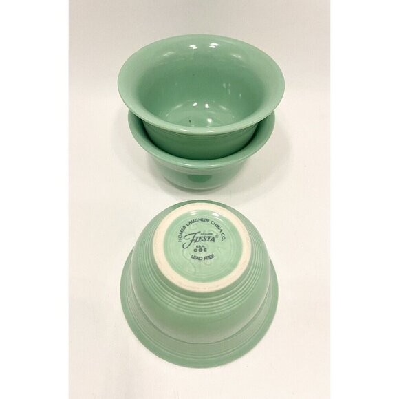 Set of 3 Homer Laughlin Fiesta Sea Mist Green Bouillon Cups 11035610 Sauce Bowls - Picture 4 of 6